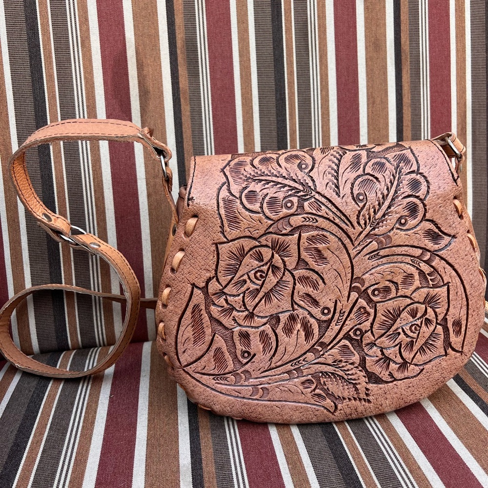 Hand tooled leather purse